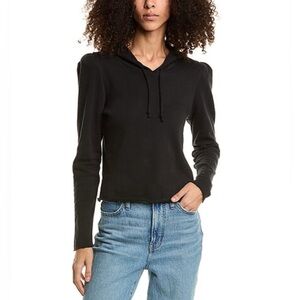 Chaser Sz M Puff Sleeve Cropped Cotton Hoodie